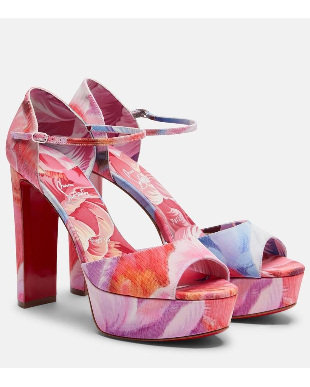 Christian Louboutin Pink Sandaloo 130 Floral Platform Sandals