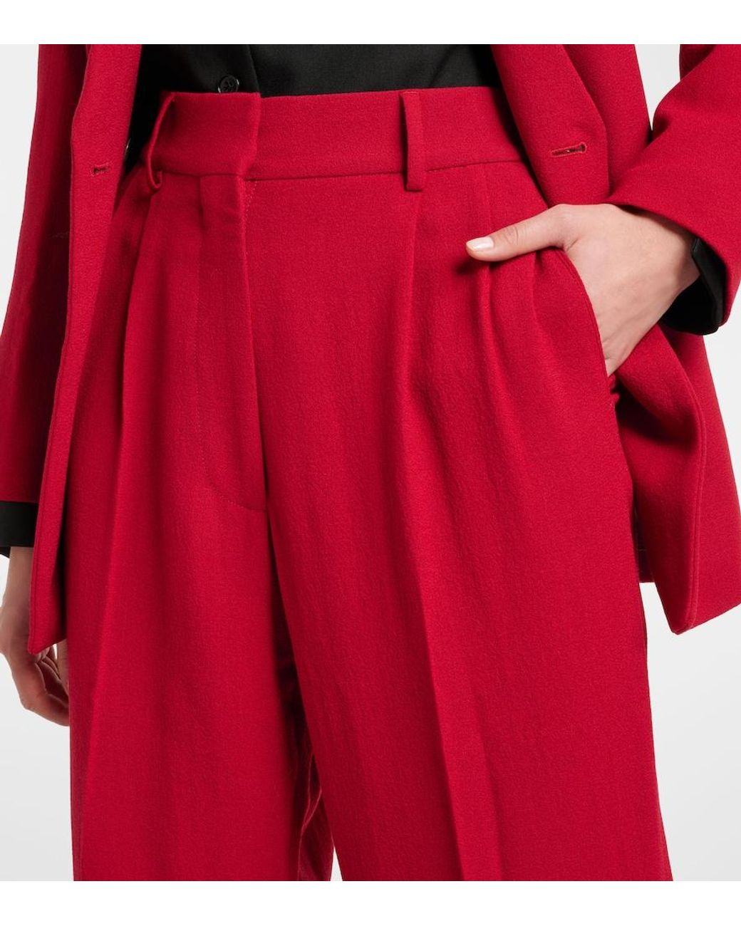 Blazé Milano Red Cool & Easy Wool Wide-Leg Pants