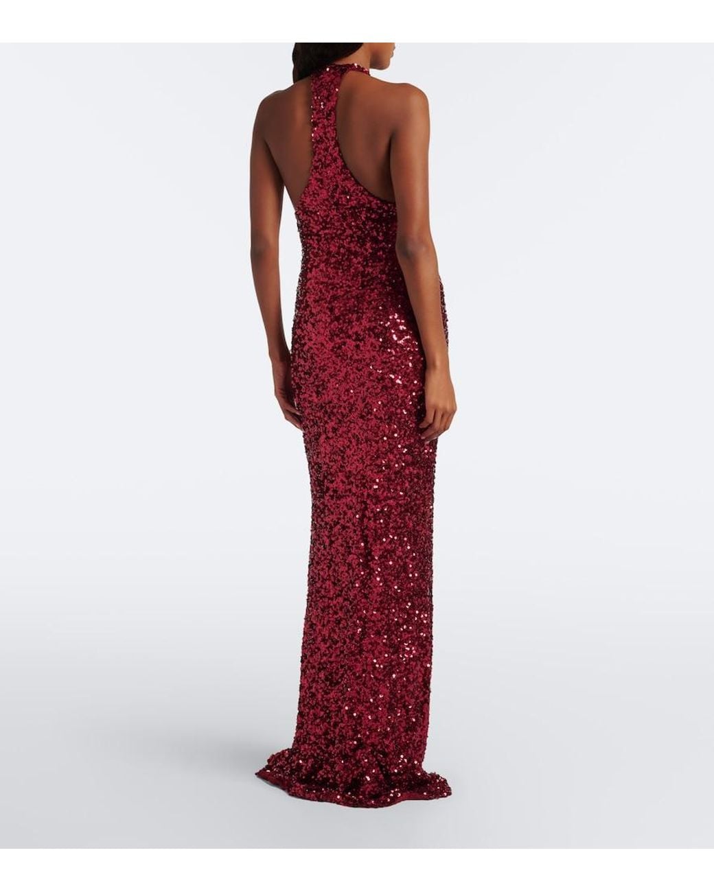 The Sei Red Sequined Halterneck Gown