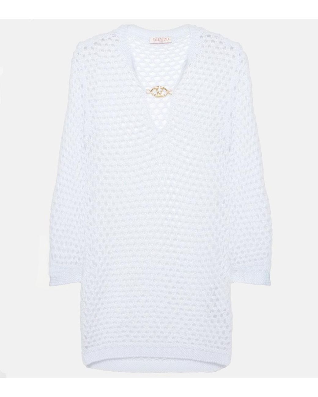Valentino White Fishnet Beach Dress