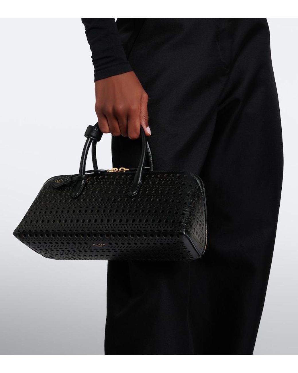 Alaïa Black Delta Small Vienne Leather Top-Handle Bag