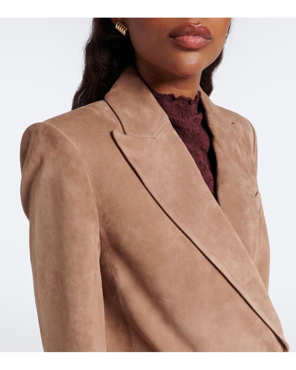 Veronica Beard Brown Oria Double-Breasted Suede Jacket
