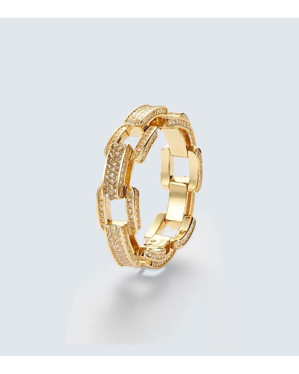 SHAY Metallic Deco Link 18Kt Ring With Diamonds for men