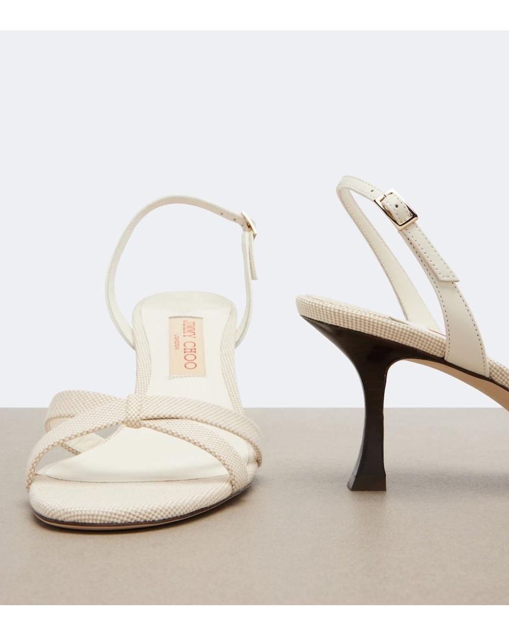 Jimmy Choo Natural Elsy Canvas Slingback Sandals