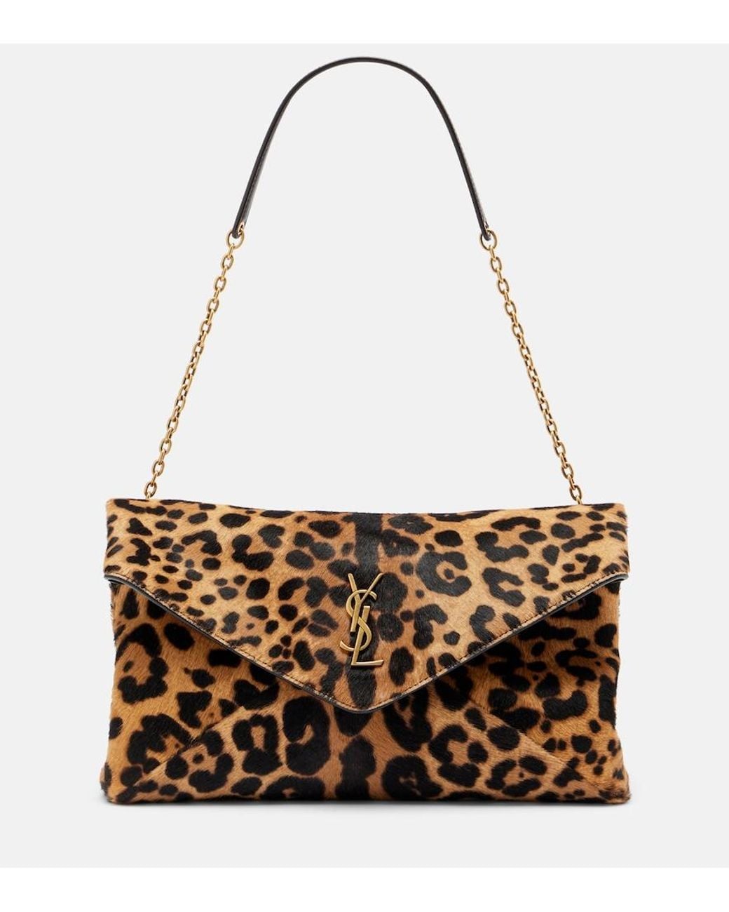 Saint Laurent Brown Cassandre Calf Hair Shoulder Bag