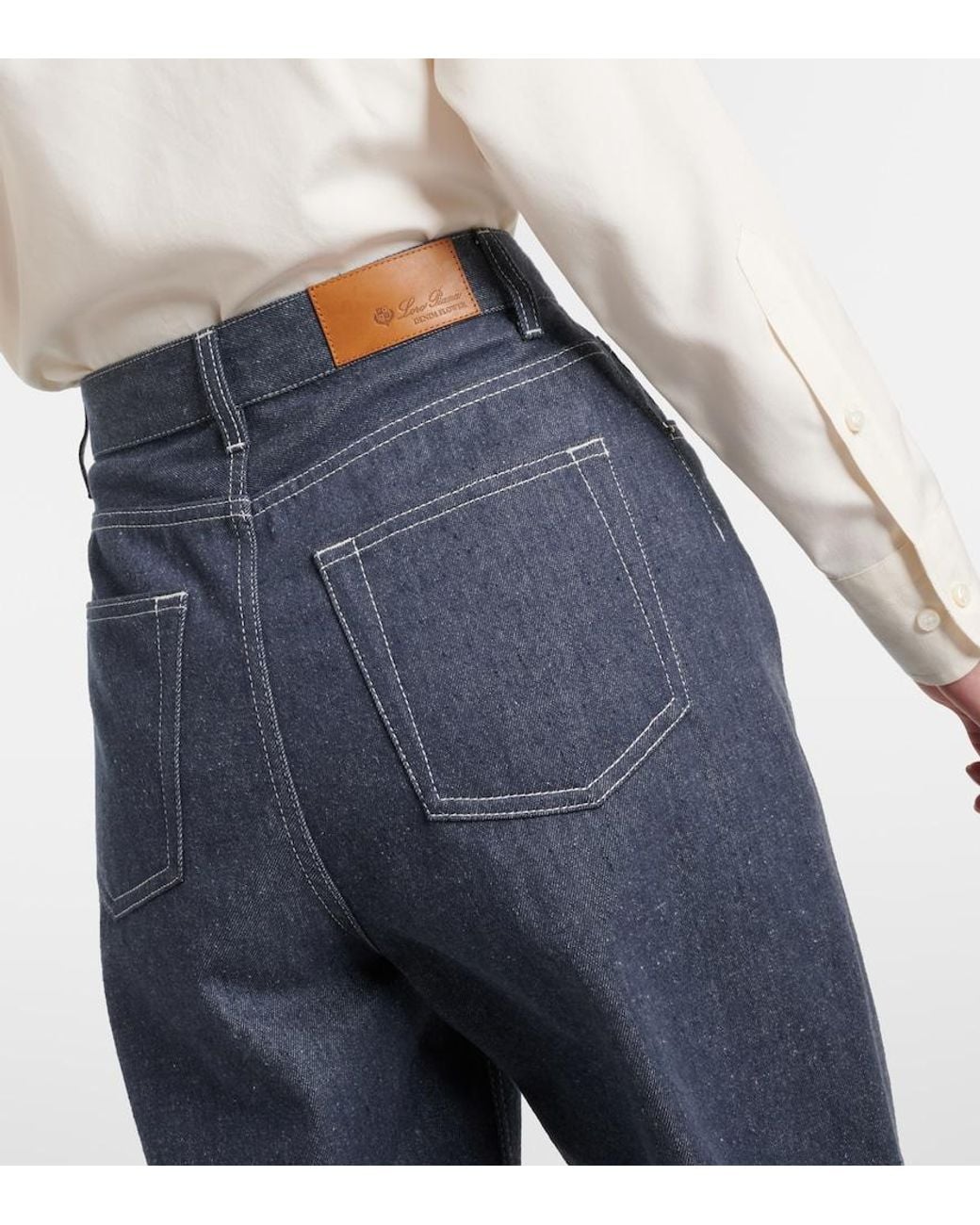 Loro Piana Blue Tye High-Rise Wide-Leg Jeans