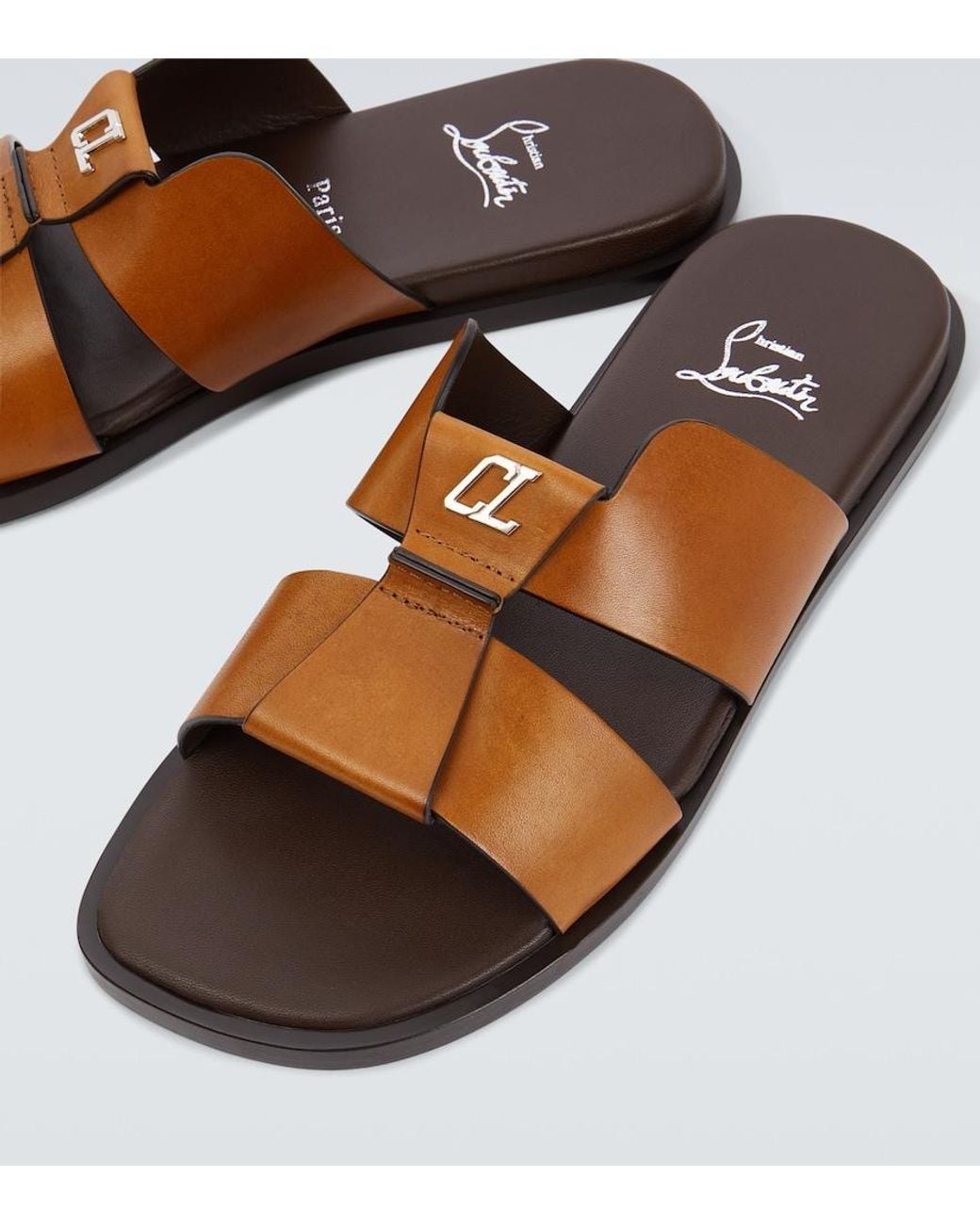 Christian Louboutin Brown Loubi Be Leather Sandals for men