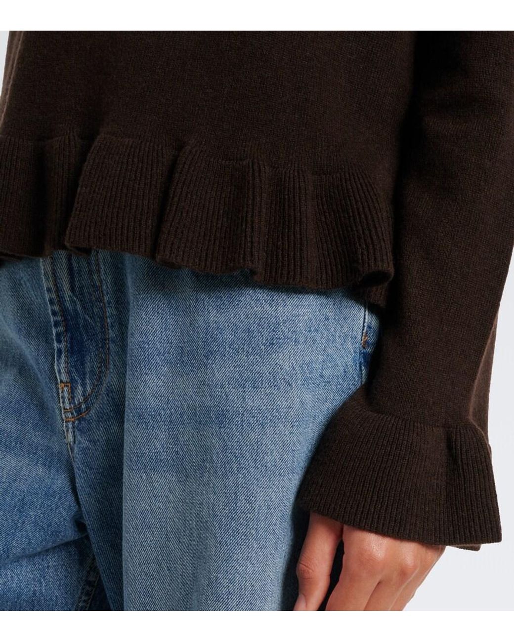 Jardin Des Orangers Black Ruffled Virgin Wool And Cashmere Sweater