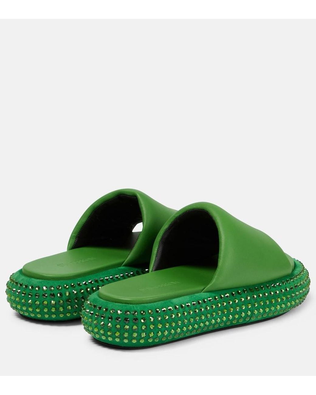 J.W. Anderson Green Embellished Leather Slides