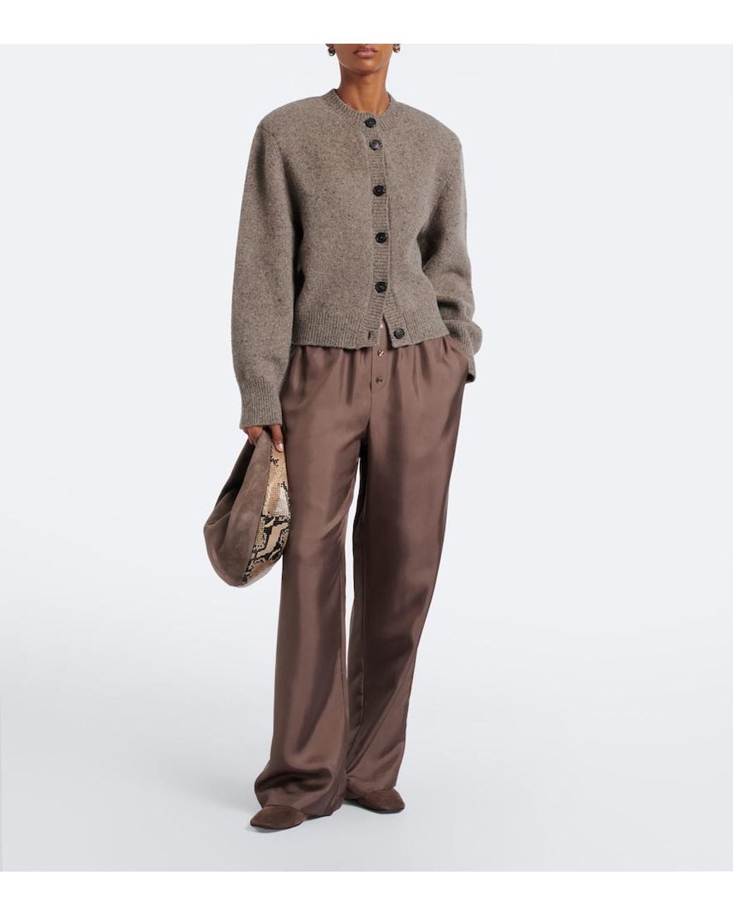 Rohe Brown Silk Satin Wide-Leg Pants