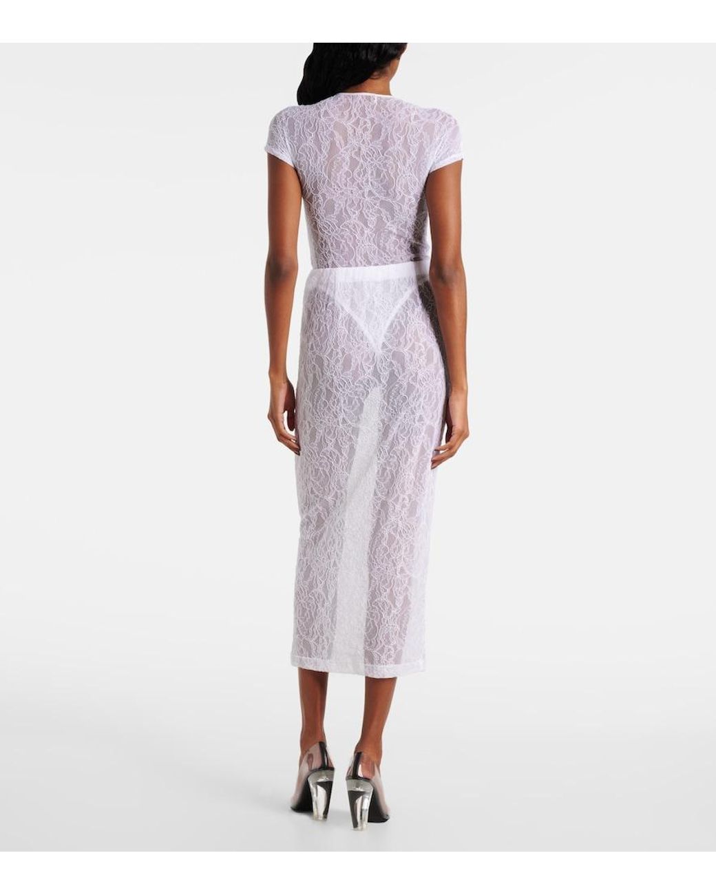 Wardrobe NYC White Lace Bodysuit