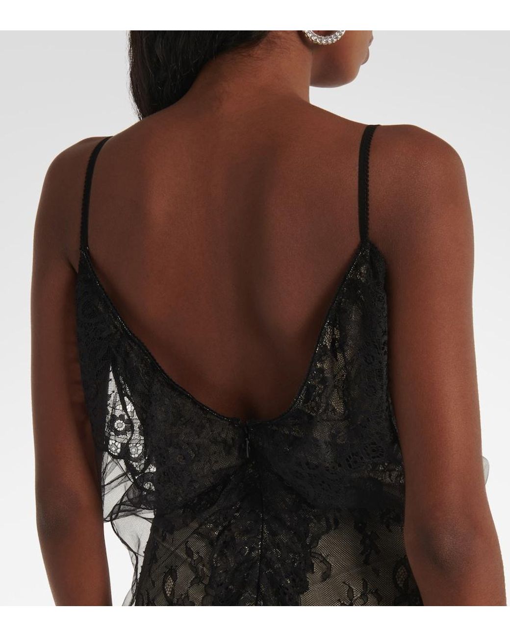 The Attico Black Sheer Lace Bodysuit