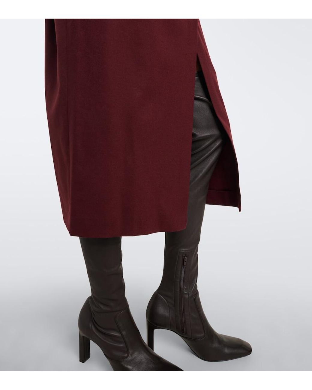 Max Mara Purple Belted Wool-Blend Shirt Dress
