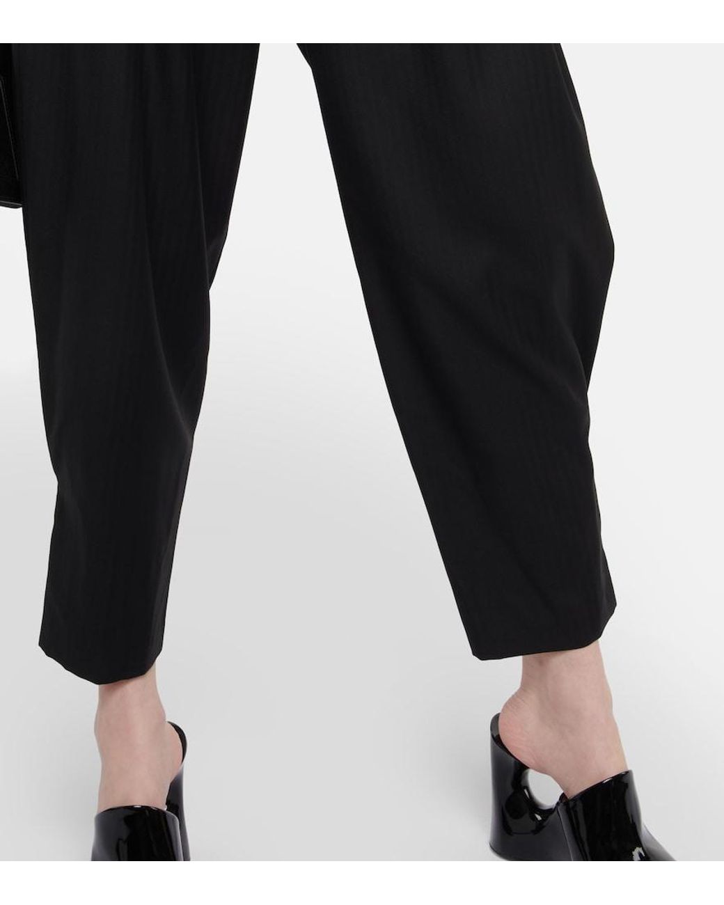 Alaïa Black Alaia Herringbone Tapered Wool Pants