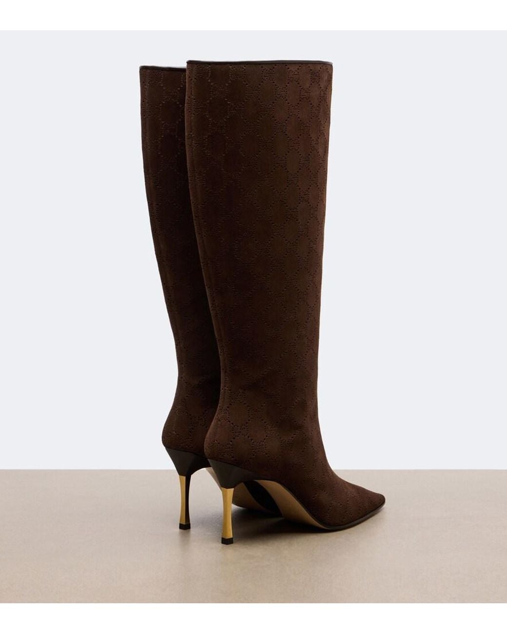 Gucci Brown Bombshell Gg Suede Knee-High Boots