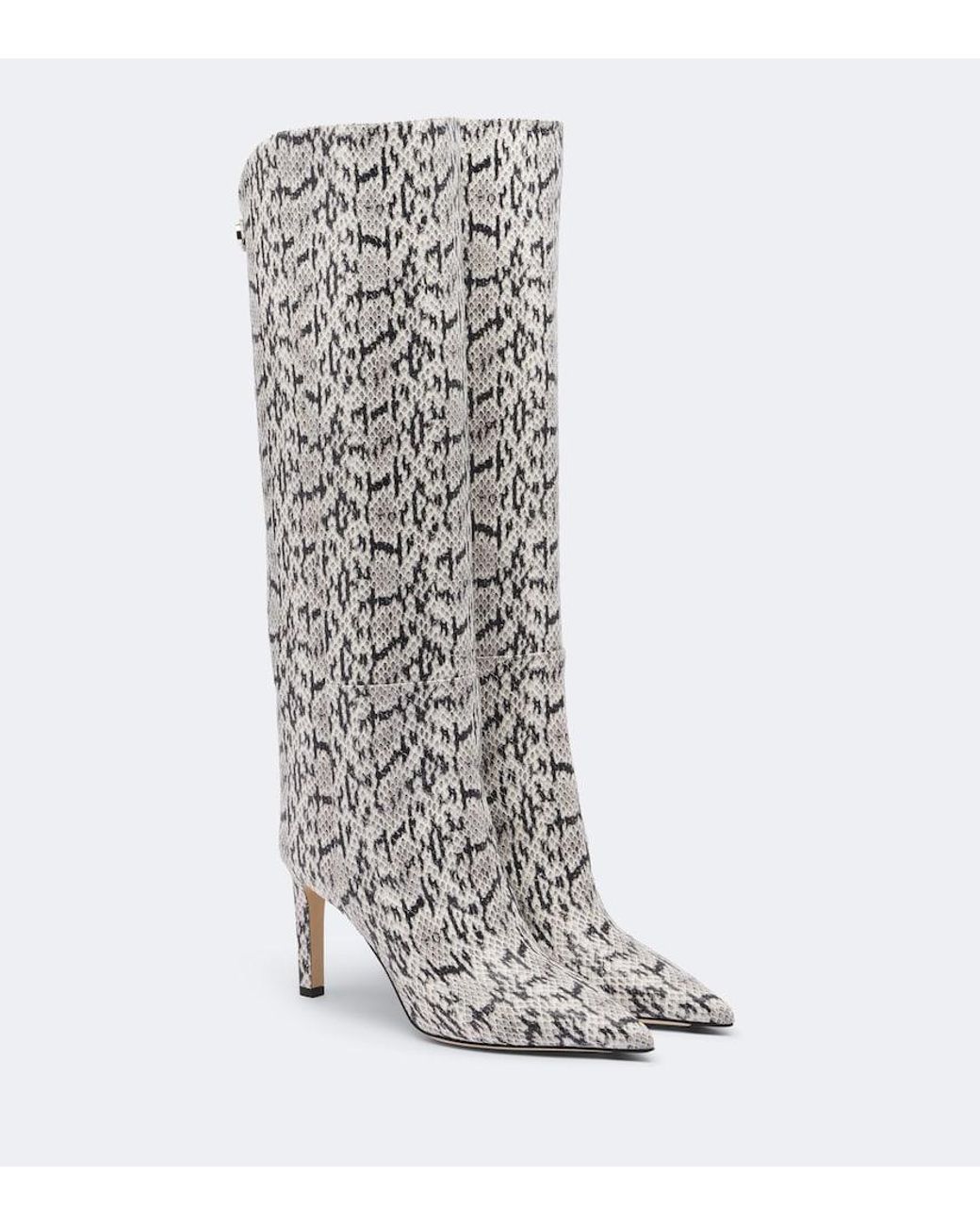 Jimmy Choo White Alizze Snake-Effect Leather Knee-High Boots