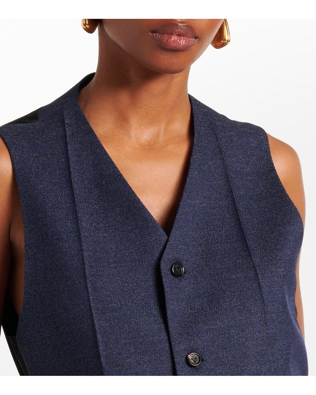 Bottega Veneta Blue Wool Drill Vest