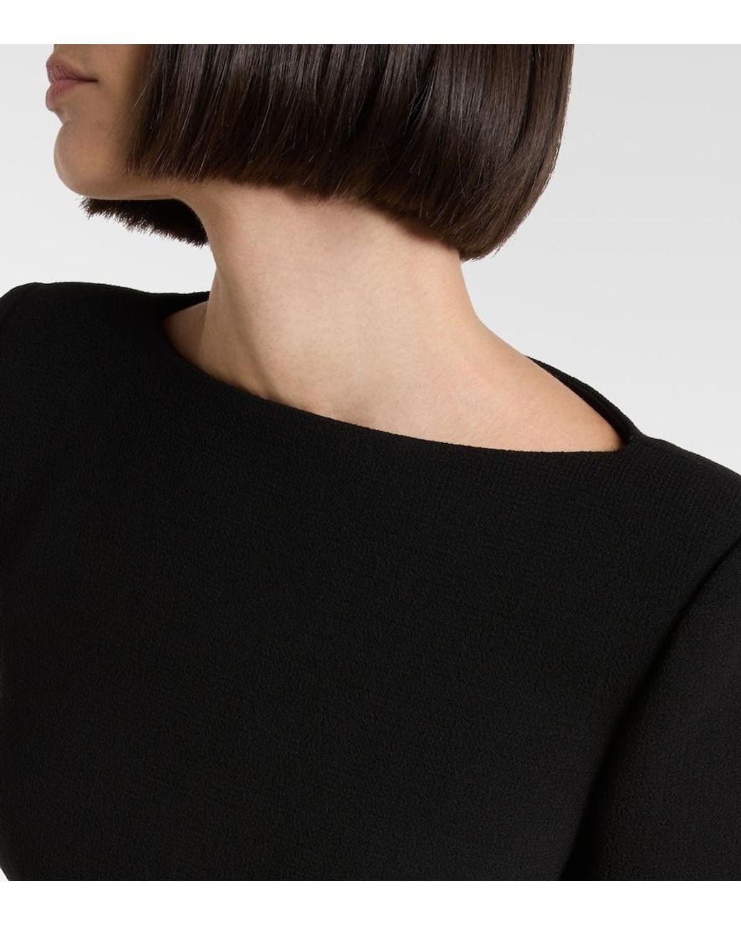 Valentino Black Shearling-Trimmed Virgin Wool Minidress