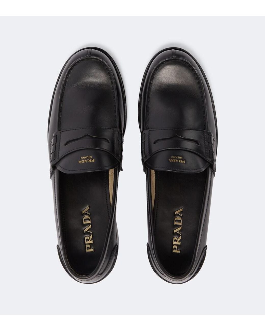 Prada Black Leather Penny Loafers for men
