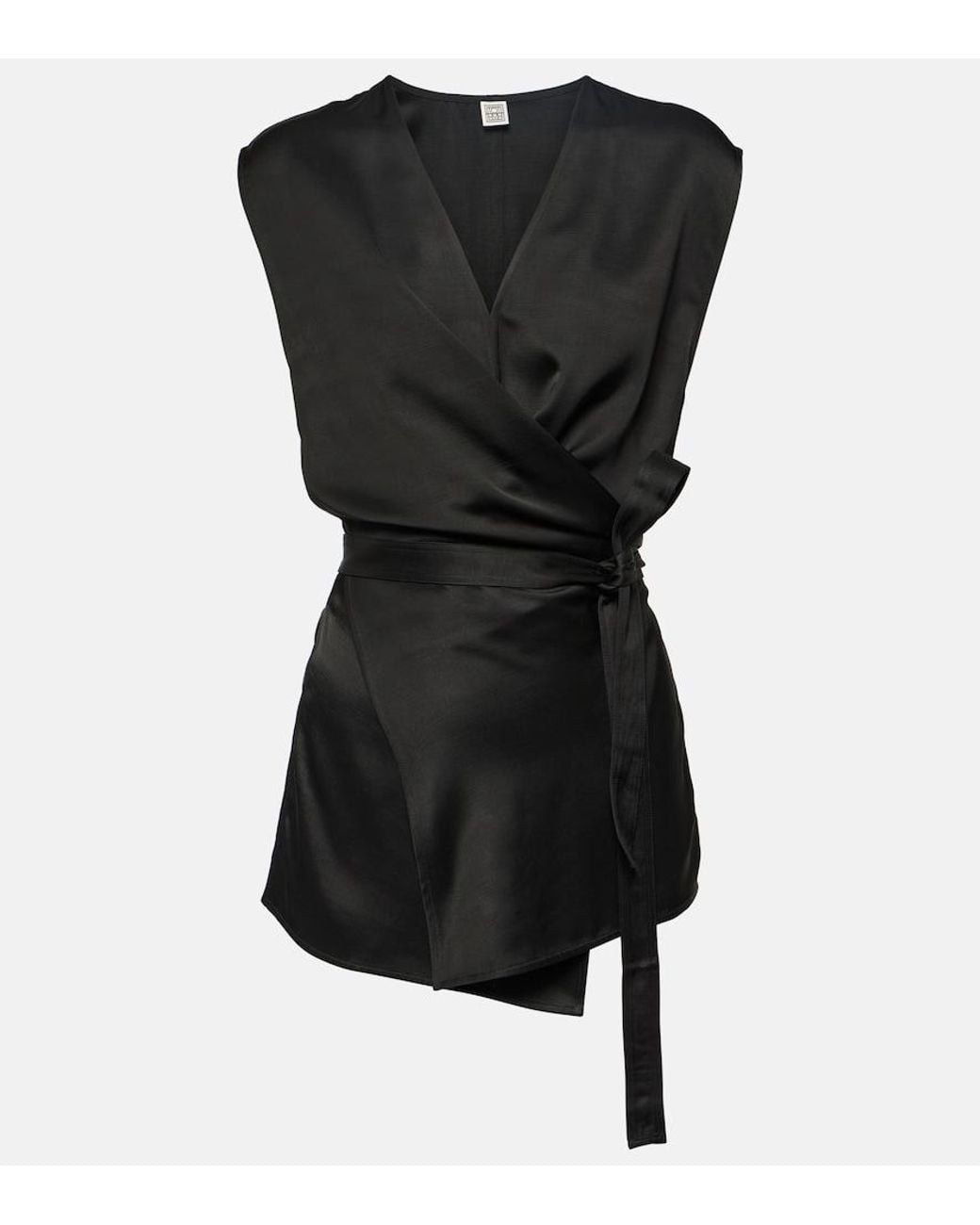 Totême Black Asymmetric Satin Top