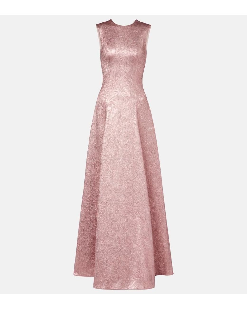Emilia Wickstead Pink Nodin Open-Back Cloque Gown