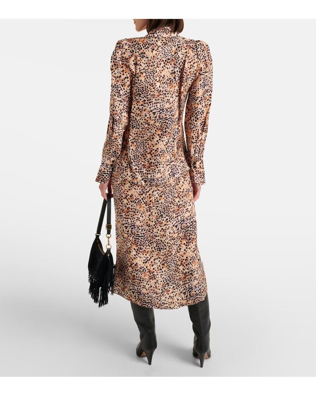 Isabel Marant Brown Lamia Leopard-Print Ruffled Blouse