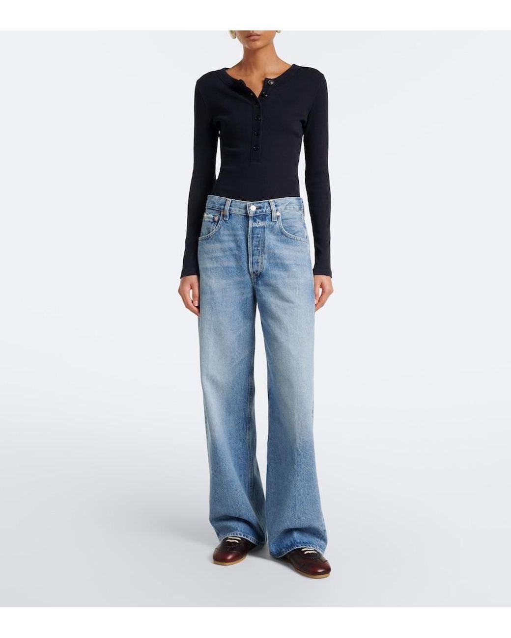 Citizens of Humanity Blue Ayla Faded Wide-Leg Jeans