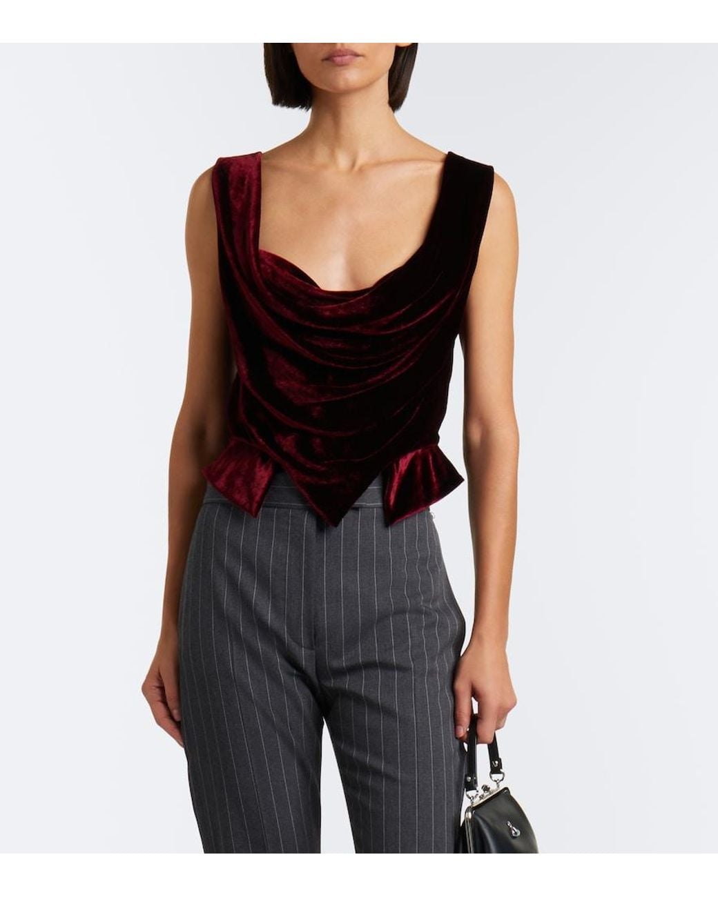 Vivienne Westwood Red Sunday Draped Velvet Bustier Top