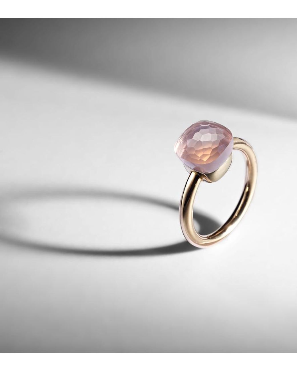 Pomellato White Nudo 18kt Gold Ring With Rose Quartz
