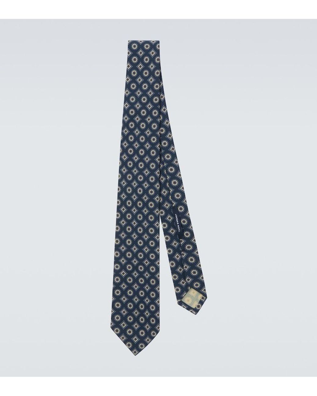 Thom Sweeney Blue Printed Silk Tie for men