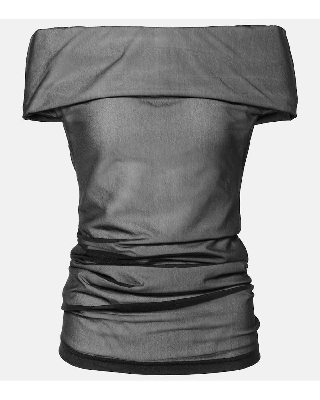 Proenza Schouler Gray Allegra Ruched Off-Shoulder Top