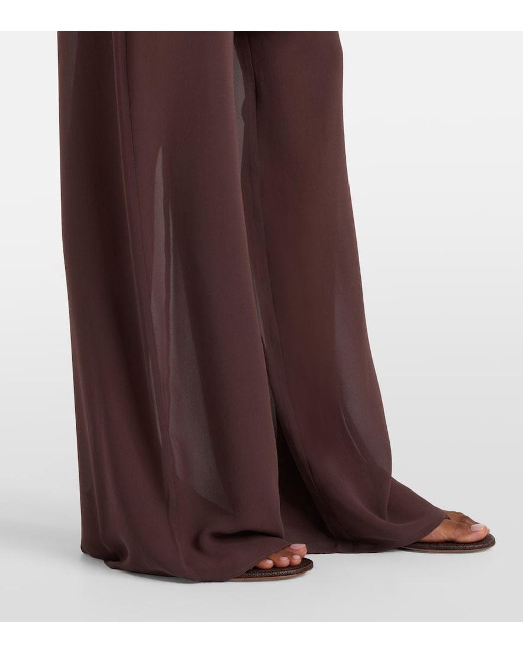 Christopher Esber Purple Sheer Silk Wide-Leg Pants