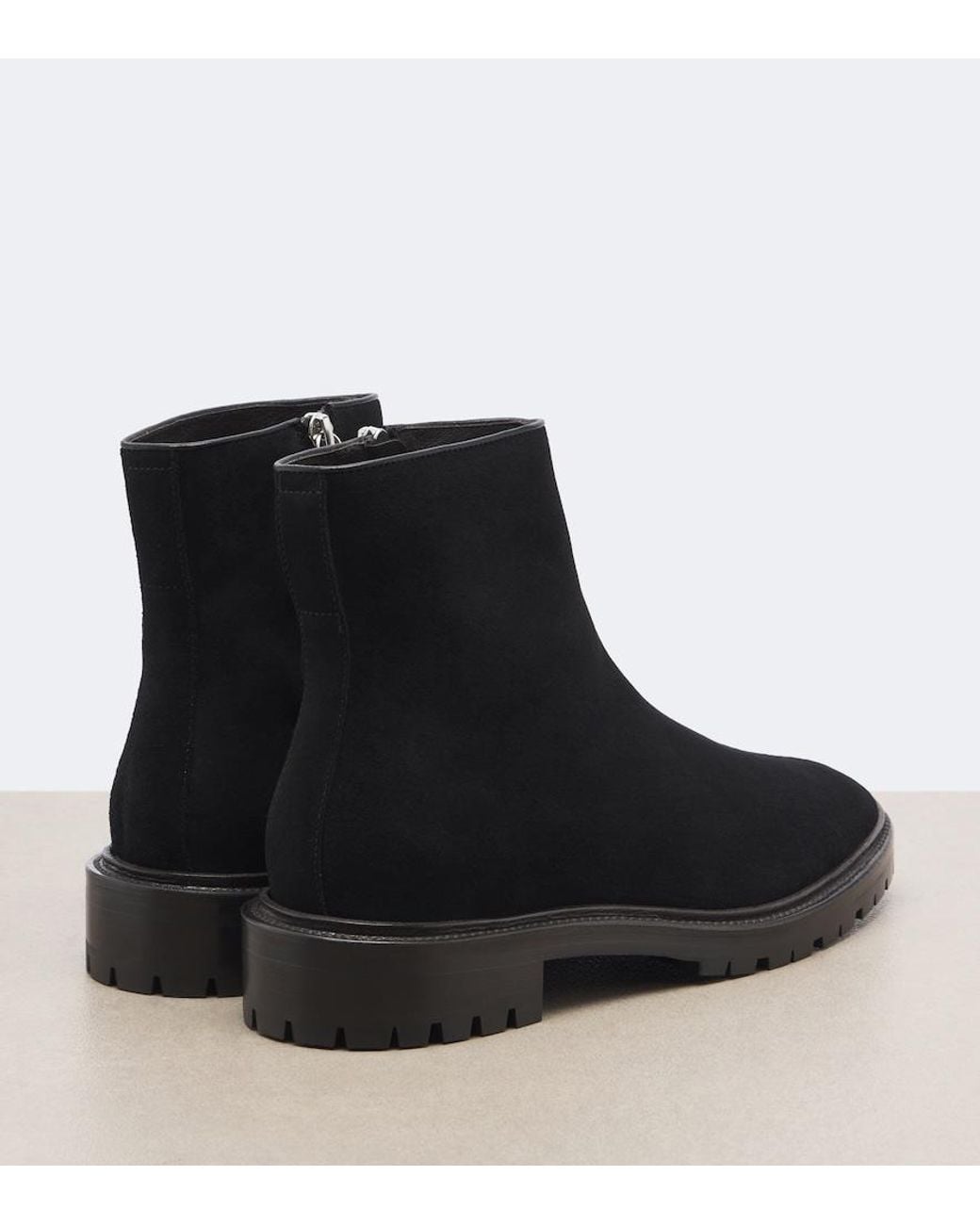 The Row Black Moto Suede Ankle Boots