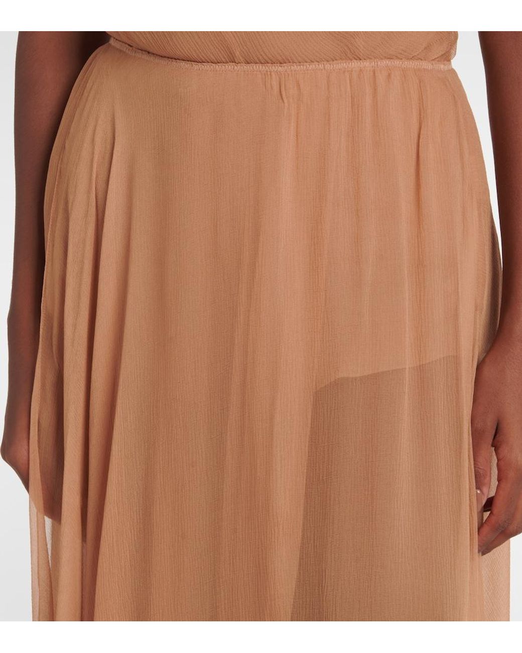 Chloé Brown Silk Muslin Midi Skirt
