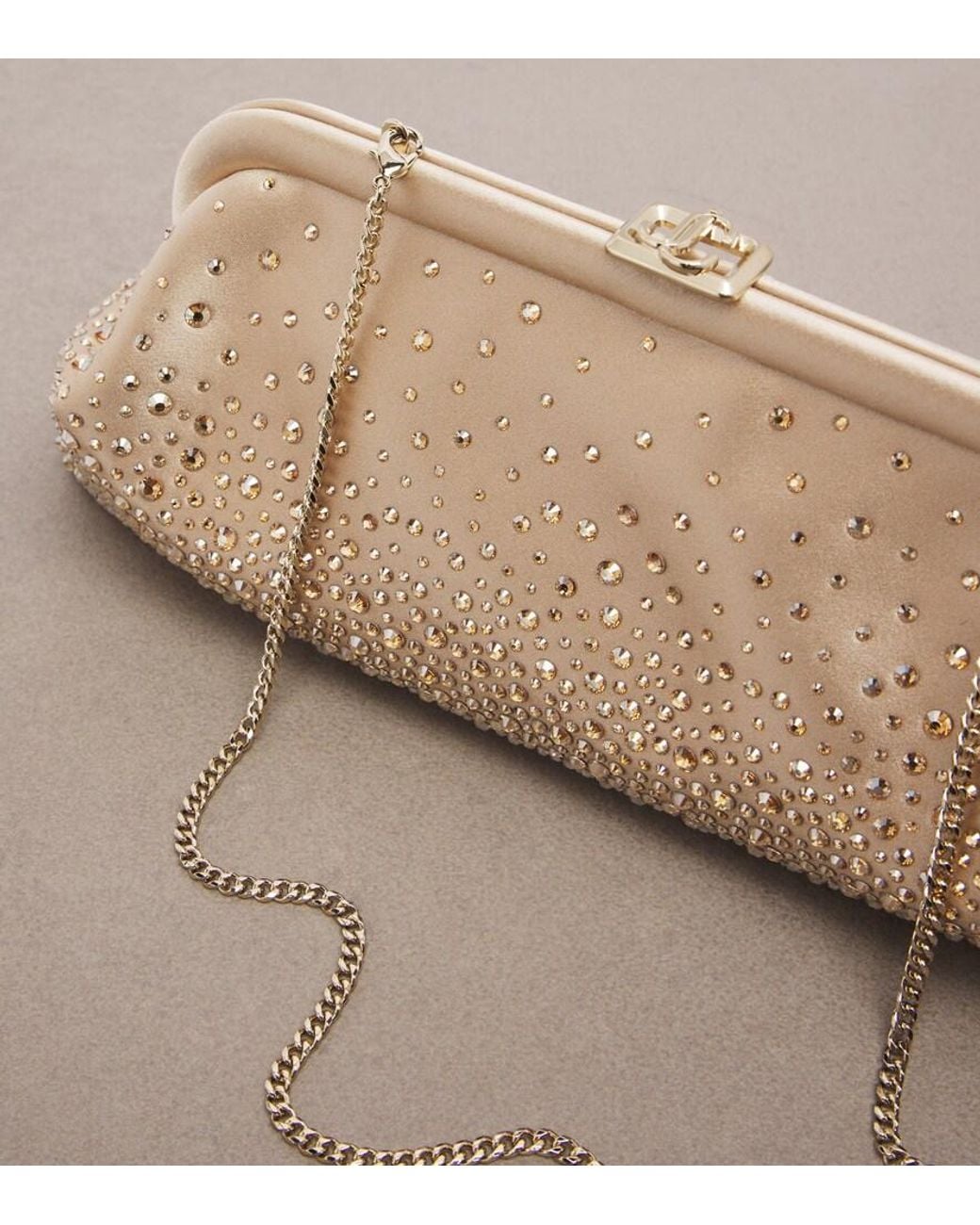 Jimmy Choo Natural Skylar Crystal-Embellished Satin Clutch