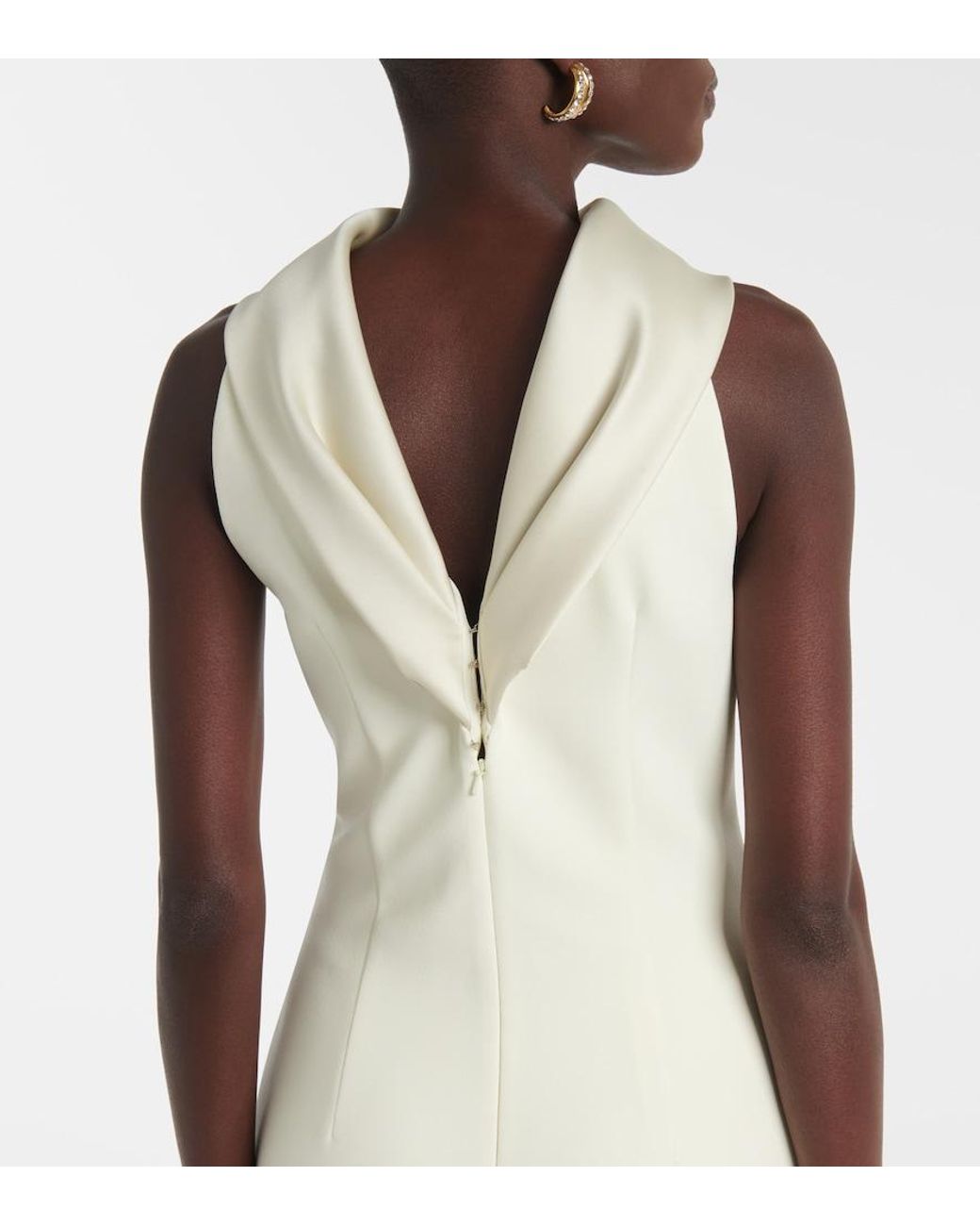 Safiyaa White Robe Holliana Aus Crepe Mit Satin