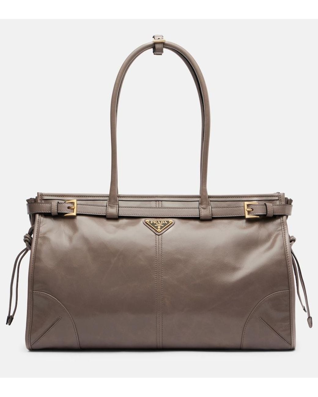 Prada Brown Bonnie Large Leather Shoulder Bag