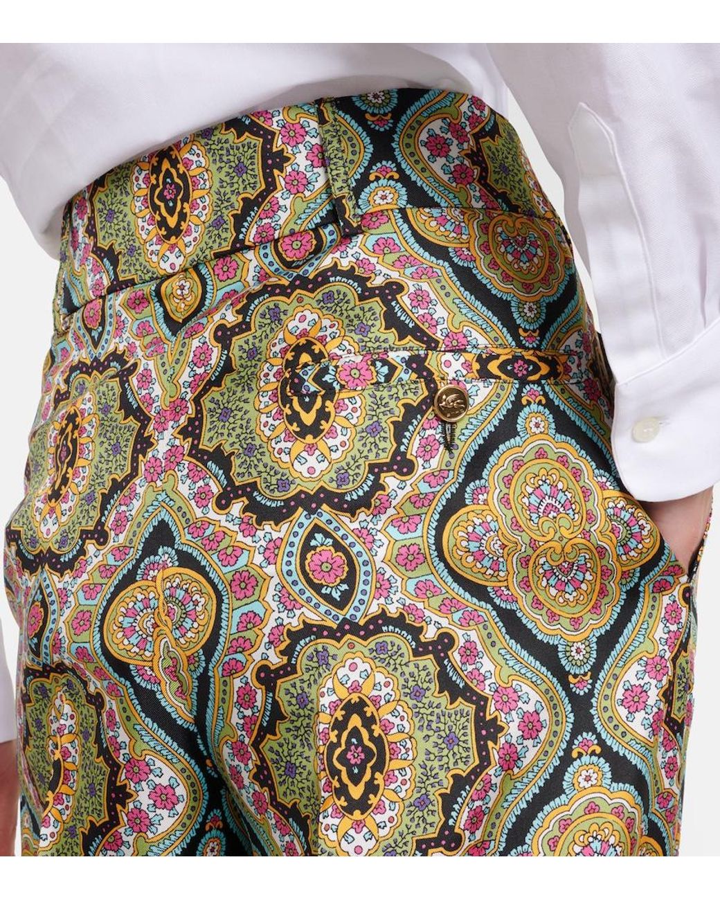 Etro Multicolor Printed Silk Wide-Leg Pants