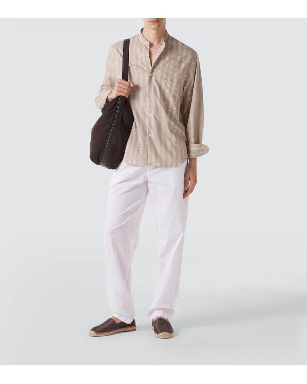 Fedeli White Cotton-Blend Straight Pants for men