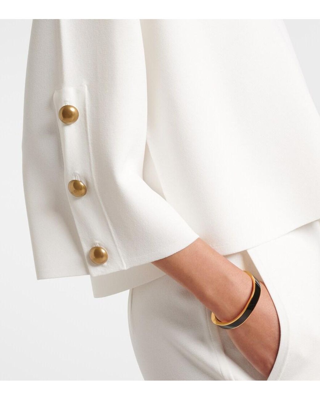 Max Mara White Embellished Crepe Top