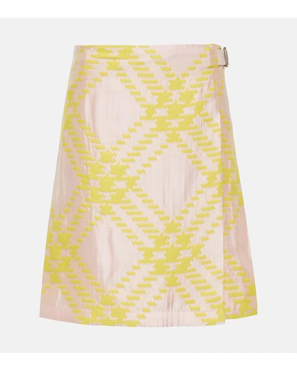 Burberry Yellow Checked Miniskirt