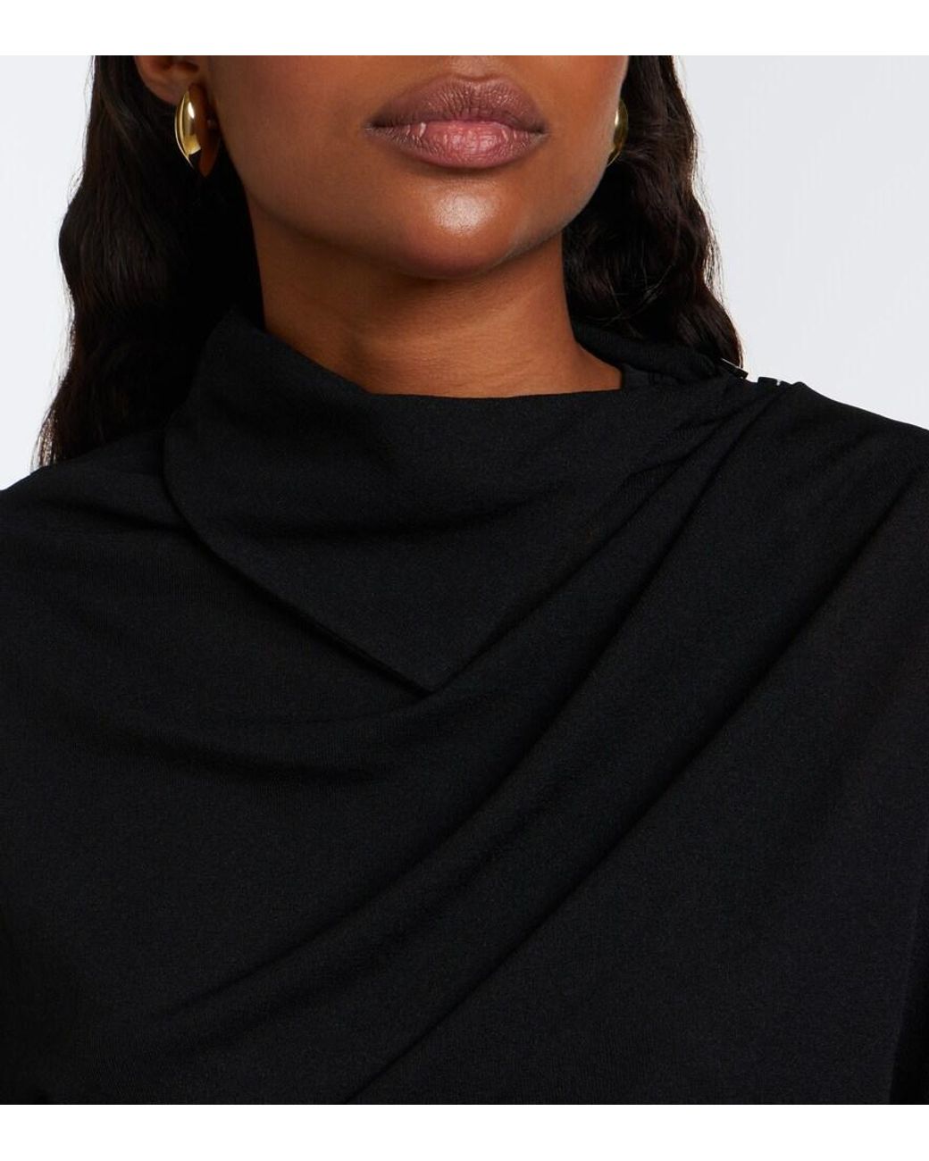 Proenza Schouler Black Golda Draped Jersey Top