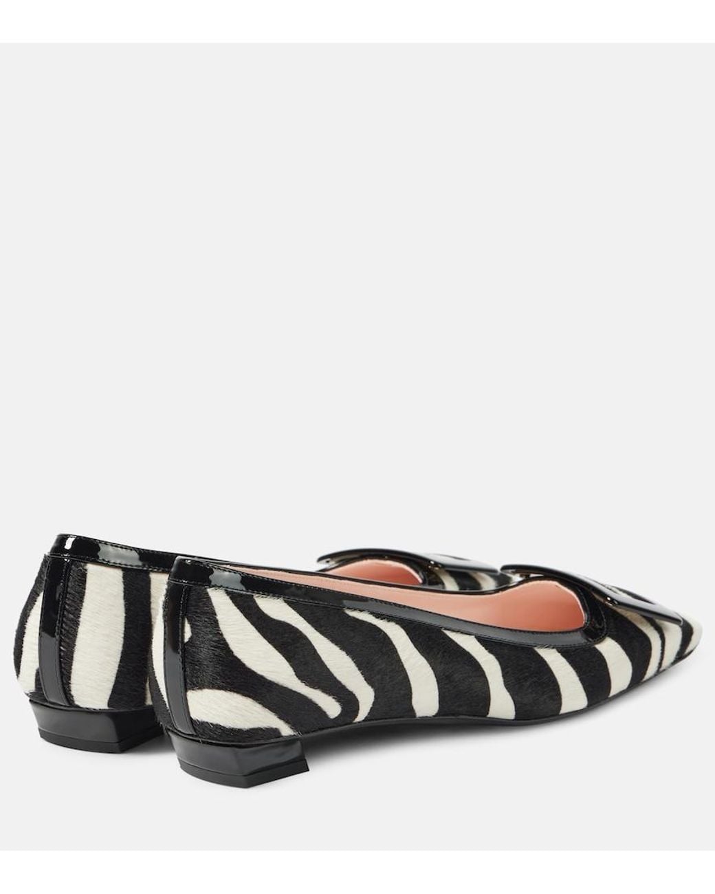 Roger Vivier Black Belle Vivier Calf Hair Ballet Flats