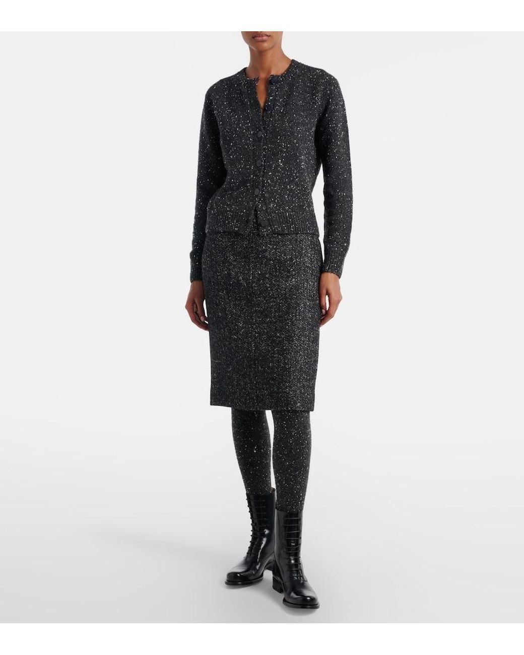 The Row Black Malva Wool Midi Skirt