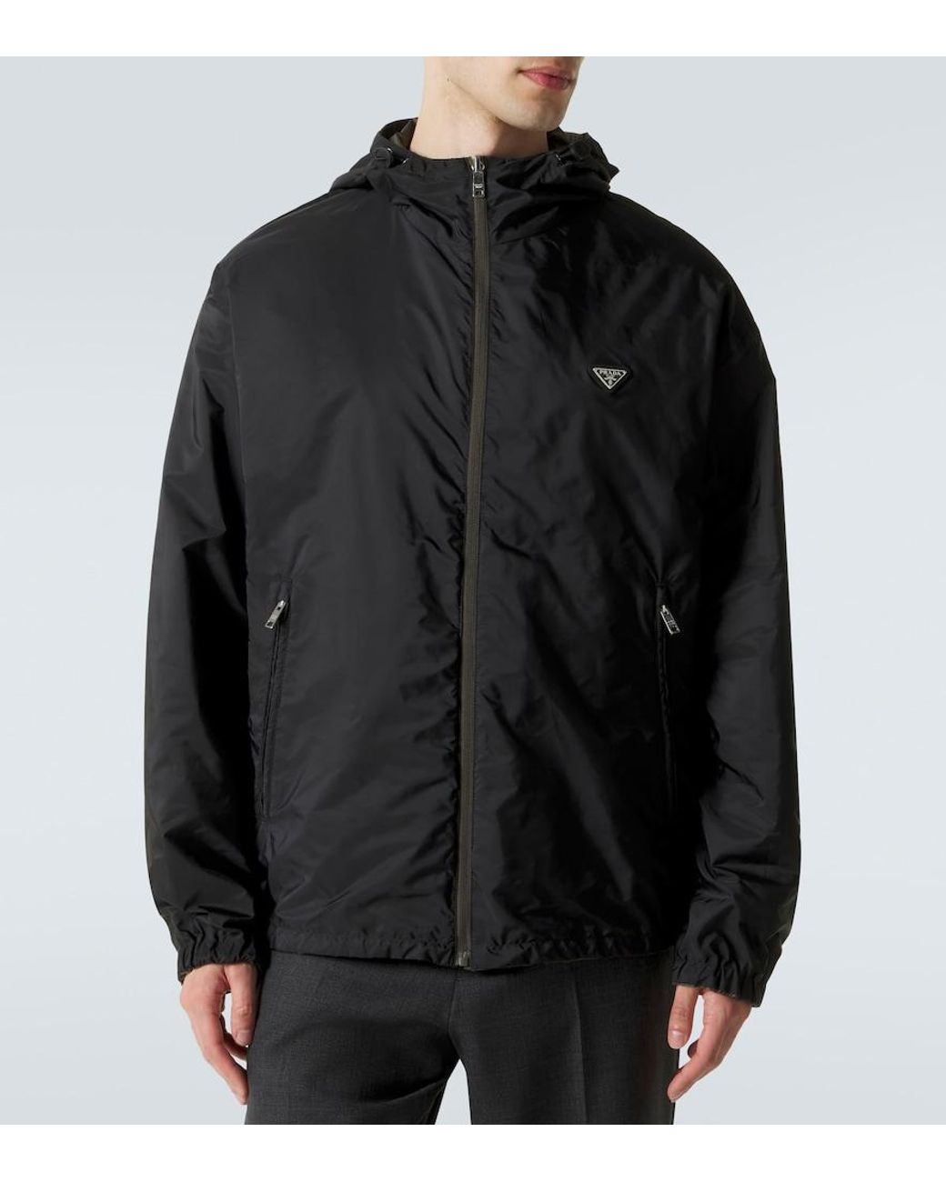 Prada Green Re-Nylon Reversible Leather-Trimmed Jacket for men