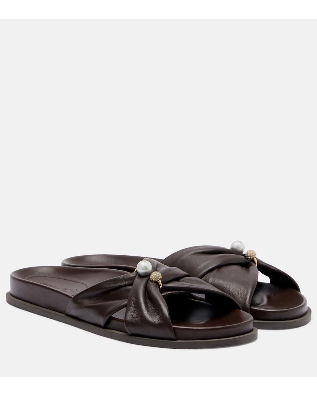 Jimmy Choo Black Rafi Embellished Leather Sandals