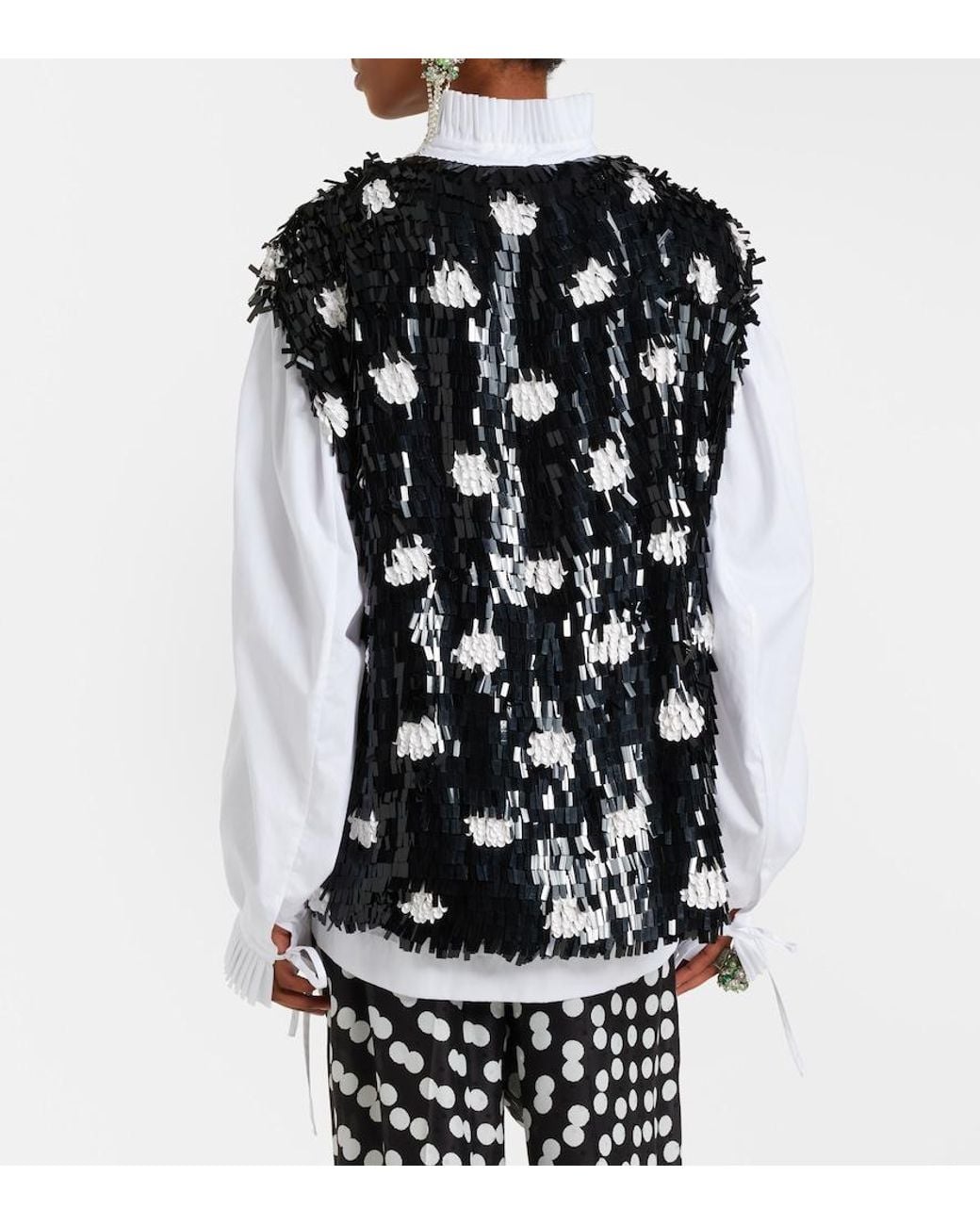 Dries Van Noten Black Cuzco Sequined Silk Top