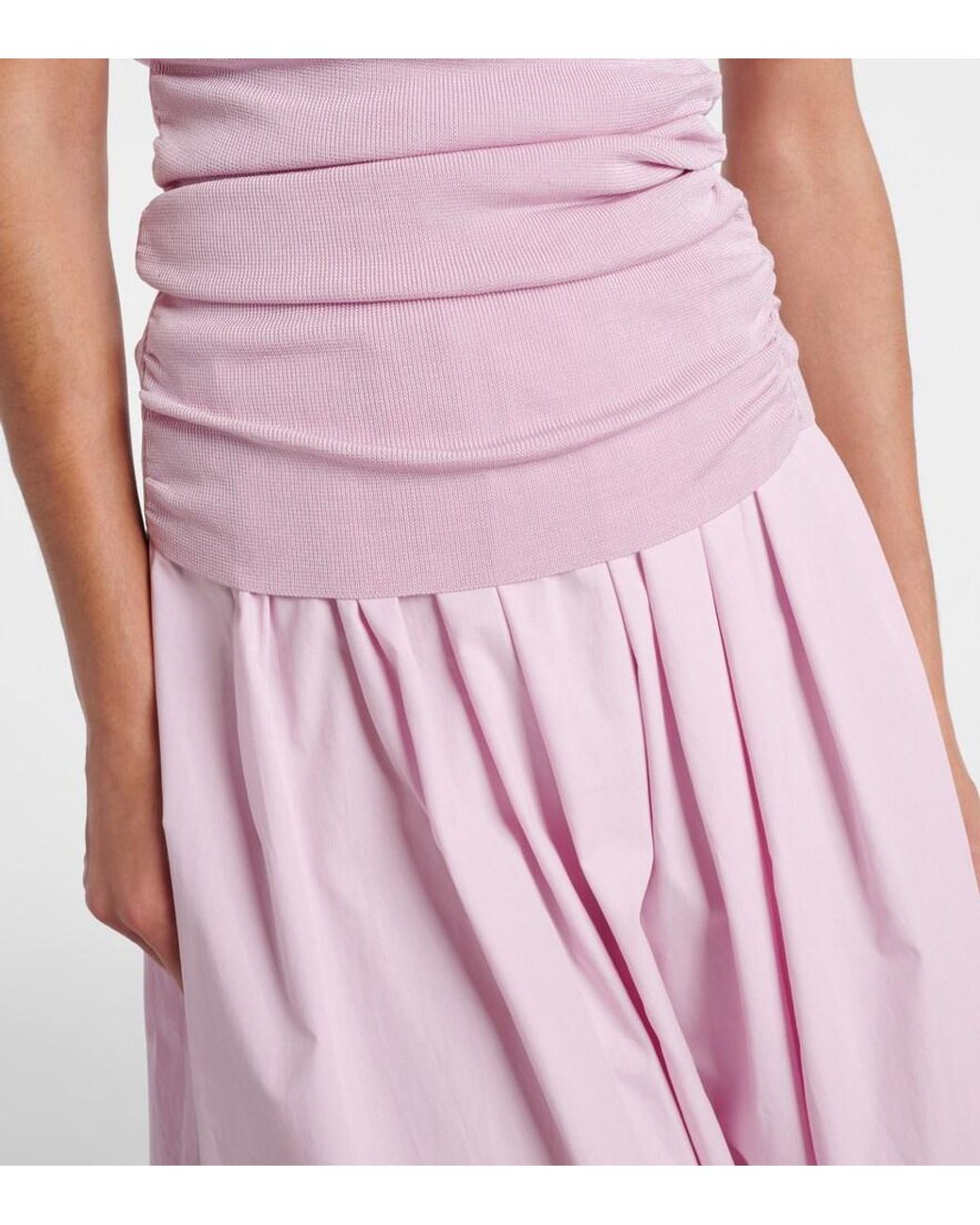 Self-Portrait Pink Asymmetric Draped Midi Dress