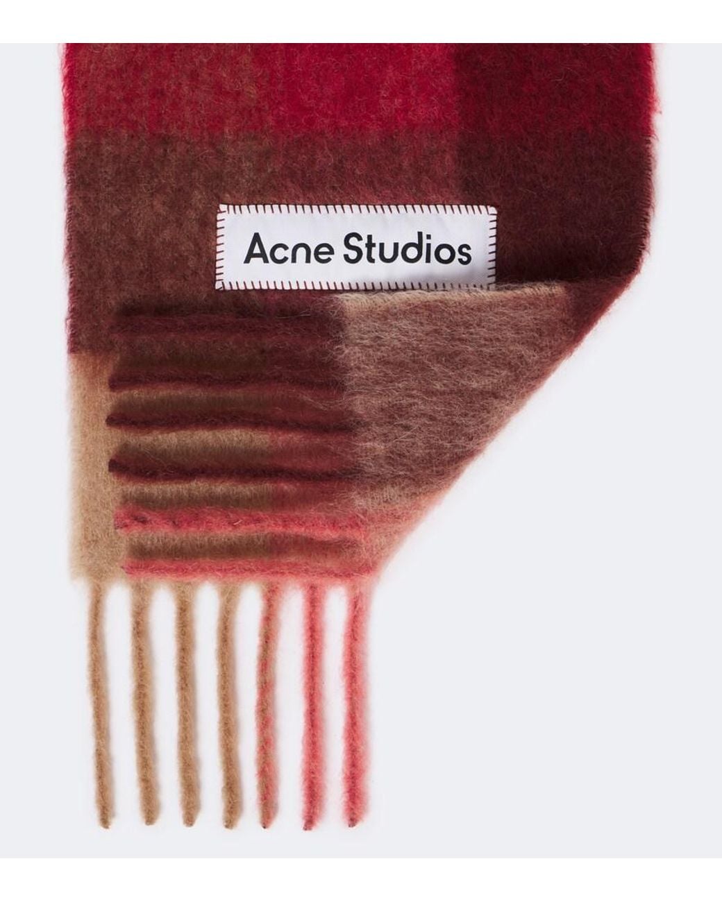 Acne Red Checked Alpaca, Wool, And Mohair-Blend Scarf