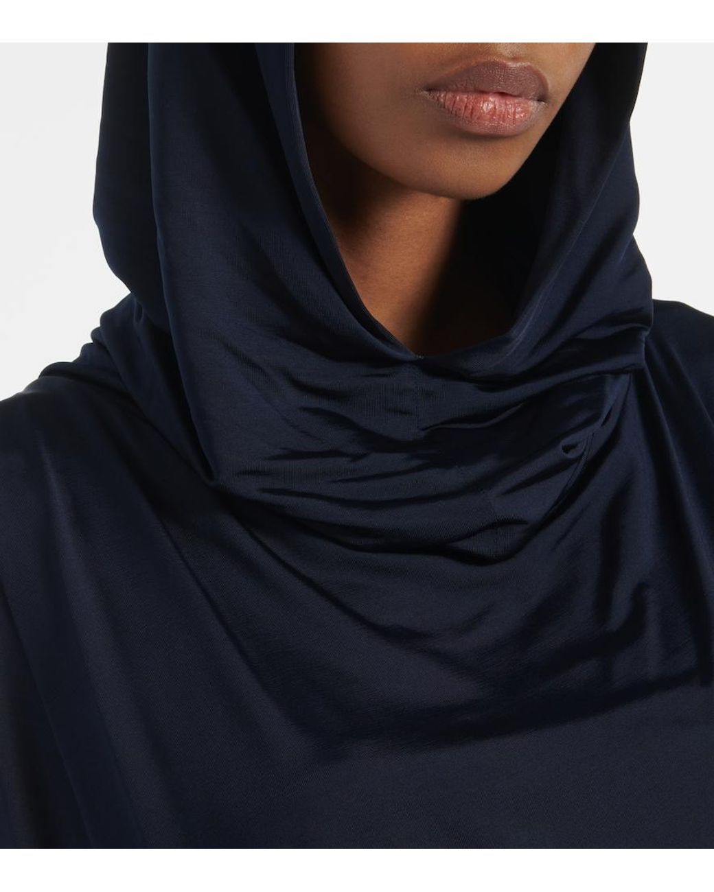 Magda Butrym Blue Hooded Jersey Midi Dress